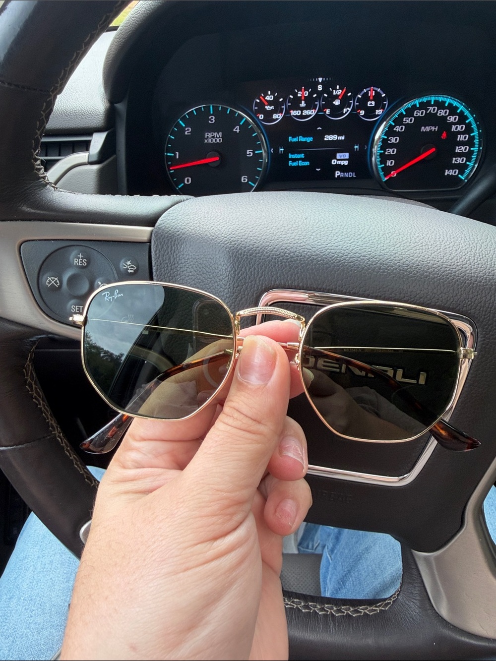 Ray-Ban Gold Frame Sunglasses with Dark Green Lenses